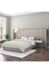 Aspire Grandeur Headboard in Eire Linen Grey in Natural - thumbnail 1