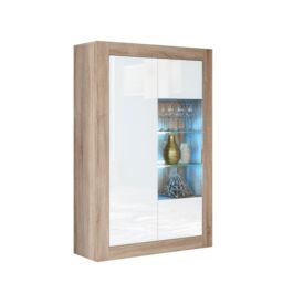 Creative Furniture Arcadia Display Cabinet 140cm - A Compact & Sleek Cabinet with Glass Shelves & LED Lights in Light Oak - thumbnail 3