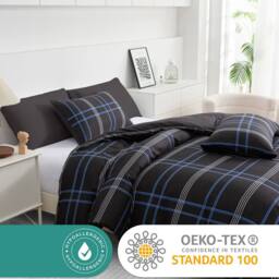 Pamposh Brushed Microfibre Duvet Cover Set King Size Reversible Bedding Sets in Black - thumbnail 6