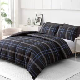 Pamposh Brushed Microfibre Duvet Cover Set King Size Reversible Bedding Sets in Black - thumbnail 4