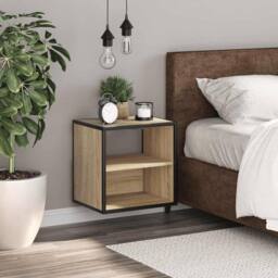 Berkfield Home Wall-mounted Bedside Cabinet Sonoma Oak 40x31x39.5 cm in Light Tan - thumbnail 3