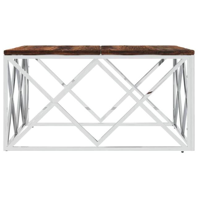 Berkfield Home Decorative Coffee Table Stainless Steel & Solid Wood Reclaimed in Silver - image 1