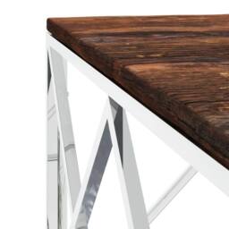 Berkfield Home Decorative Coffee Table Stainless Steel & Solid Wood Reclaimed in Silver - thumbnail 5