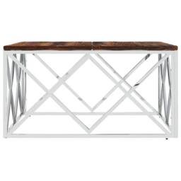 Berkfield Home Decorative Coffee Table Stainless Steel & Solid Wood Reclaimed in Silver