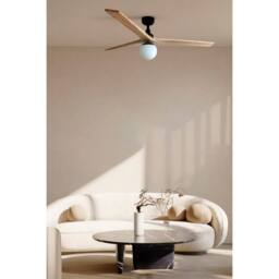 Netlighting Klim Large Black Light Pine Wood Ceiling Fan DC E27 6 Speed - thumbnail 2