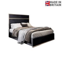 Casani Fladbury Upholstered Soft Velvet Black Metal Designer Bed Frame - Size: Single - thumbnail 4