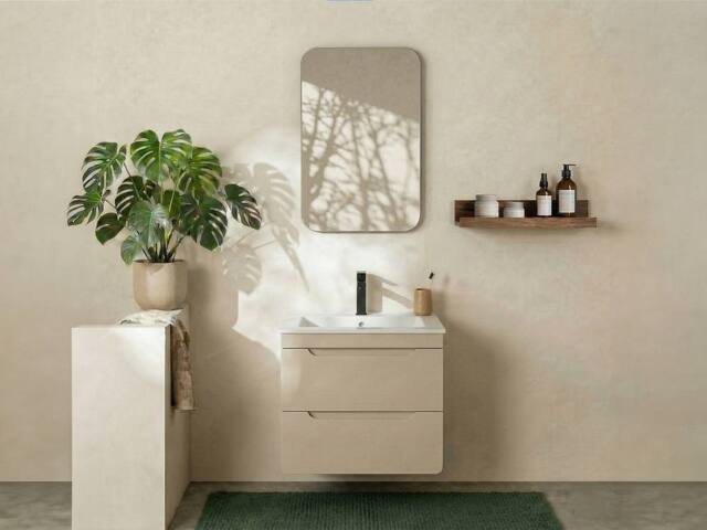 Vente-unique Wall-Mounted Under-Basin Unit In Beige - 60 Cm - ARUBA - image 1
