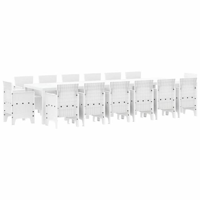 Berkfield Home 15 Piece Garden Dining Set White Poly Rattan - image 1