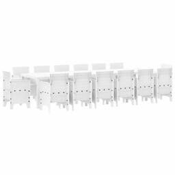 Berkfield Home 15 Piece Garden Dining Set White Poly Rattan - thumbnail 1
