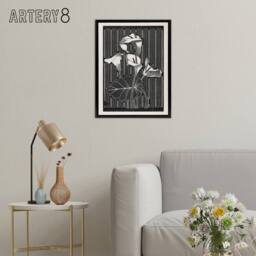 "Artery8 Stylised Calla Lily Flowers De Mesquita Framed Canvas Wall Art Print in Black - Size: W24"" x H32""" - thumbnail 3