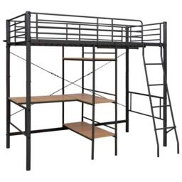 Berkfield Home Bunk Bed with Table Frame Grey Metal 90x200 cm - thumbnail 2