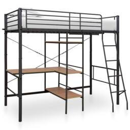 Berkfield Home Bunk Bed with Table Frame Grey Metal 90x200 cm - thumbnail 1