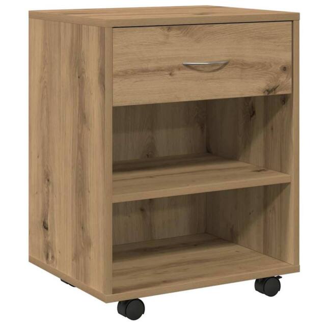 Berkfield Home Rolling Cabinet Artisan Oak 46x36x59 cm Engineered Wood in Brown - Size: 46 x 36 x 59 cm - image 1