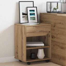 Berkfield Home Rolling Cabinet Artisan Oak 46x36x59 cm Engineered Wood in Brown - Size: 46 x 36 x 59 cm - thumbnail 4
