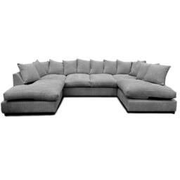 SNUG FURNITURE BIRMINGHAM LTD Preston U Shaped Jumbo Cord Scatter-Back Corner Sofa in Grey