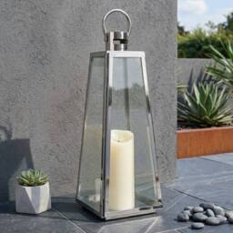 Garden Greatness Lunaria Tapered Classic Steel Candle Lantern in Silver - thumbnail 2