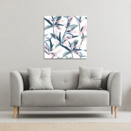 Benjamin Tate Design Winter Pink & Blue Flowers (Canvas Print) / 90 x 90 x 4cm in Natural - Size: 90 x 90 x 4 cm - thumbnail 1
