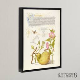 "Artery8 Beetle Flowers & Gourd Calligraphy Framed Canvas Wall Art Print - Size: W12"" x H16""" - thumbnail 2