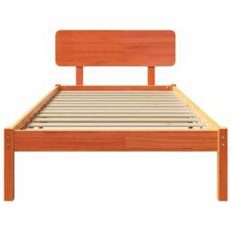 Berkfield Home Bed Frame with Headboard Wax Brown 90x200 cm Solid Pine Wood - thumbnail 5