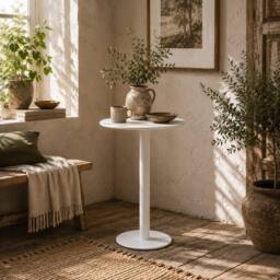 Wyld Haus Susuyo 60 cm Round White Dining Table with Steel Base - thumbnail 1