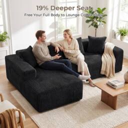 Dprodo 261CM Modular Left L-Shaped Sectional Sofa, 4 Seater Corner Sofa in Black - thumbnail 4