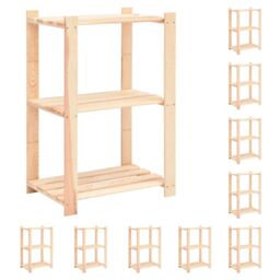 Berkfield Home 3-Tier Storage Racks 10 pcs 60x38x90 cm Solid Pinewood 150 kg in Beige - Size: 60 x 38 x 90 cm - thumbnail 1