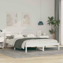 Berkfield Home Modern with LED Strip Lights with Headboard White 160 x 200 cm Pi - thumbnail 2