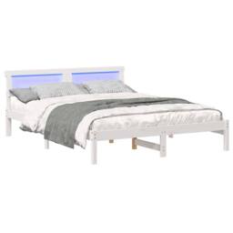 Berkfield Home Modern with LED Strip Lights with Headboard White 160 x 200 cm Pi - thumbnail 1