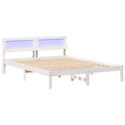 Berkfield Home Modern with LED Strip Lights with Headboard White 160 x 200 cm Pi - thumbnail 3