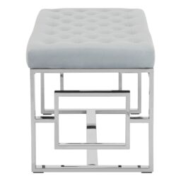 Orsina Stylish Powder Blue Velvet & Silver Bench, Luxe Bench For Outdoor - thumbnail 3