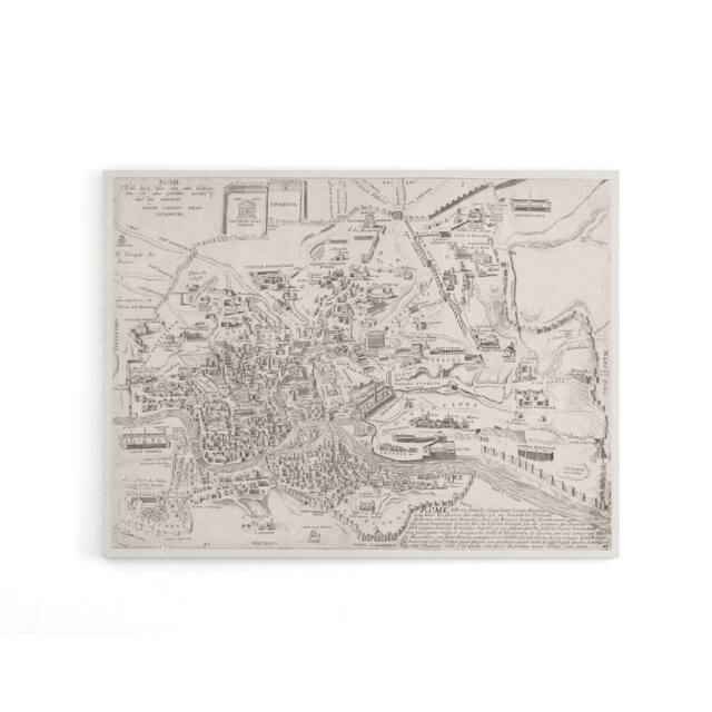 "Artery8 Map Ligorio Ancient Rome Plan Canvas Wall Art Print in Beige - Size: W24"" x H32""" - image 1