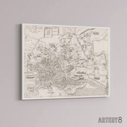 "Artery8 Map Ligorio Ancient Rome Plan Canvas Wall Art Print in Beige - Size: W24"" x H32""" - thumbnail 2