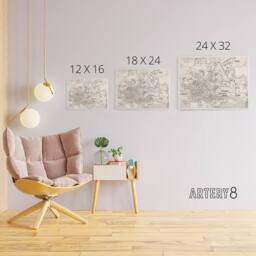 "Artery8 Map Ligorio Ancient Rome Plan Canvas Wall Art Print in Beige - Size: W24"" x H32""" - thumbnail 4