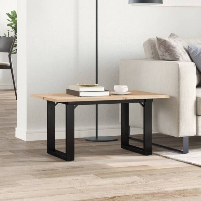 Berkfield Home Beautiful Coffee Table O-Frame 80x50x40 cm Solid Wood Pine & Steel in Brown - Size: 80 x 50 x 40 cm - image 1