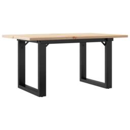 Berkfield Home Beautiful Coffee Table O-Frame 80x50x40 cm Solid Wood Pine & Steel in Brown - Size: 80 x 50 x 40 cm - thumbnail 6