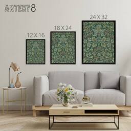"Artery8 Flower Garden Textile Detail Framed Canvas Wall Art Print William Morris in Green - Size: W24"" x H32""" - thumbnail 4