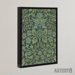 "Artery8 Flower Garden Textile Detail Framed Canvas Wall Art Print William Morris in Green - Size: W24"" x H32""" - thumbnail 2
