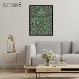 "Artery8 Flower Garden Textile Detail Framed Canvas Wall Art Print William Morris in Green - Size: W24"" x H32""" - thumbnail 3