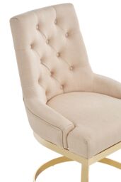 Orsina Luxurious Natural Dining Chair, Gold Finish Accent Chair With Button Tufted Backrest, Armless Modern Chair - thumbnail 5