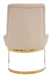 Orsina Luxurious Natural Dining Chair, Gold Finish Accent Chair With Button Tufted Backrest, Armless Modern Chair - thumbnail 4