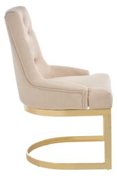 Orsina Luxurious Natural Dining Chair, Gold Finish Accent Chair With Button Tufted Backrest, Armless Modern Chair - thumbnail 3