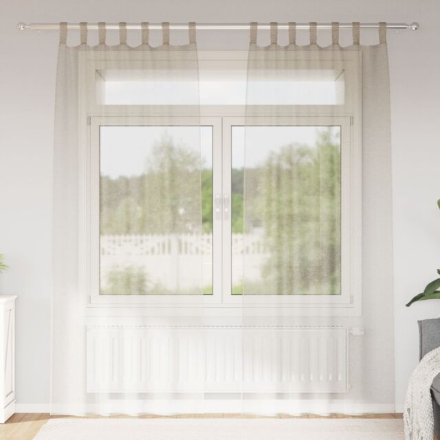 Berkfield Home Curtains with Curtains 2 pcs Sand 140 x 245 cm Polyester in Beige - image 1