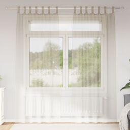 Berkfield Home Curtains with Curtains 2 pcs Sand 140 x 245 cm Polyester in Beige - thumbnail 1