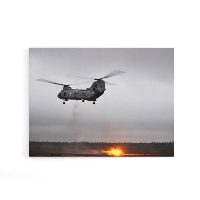 "Artery8 USA Marine Corps CH 46 Sea Knight Helicopter Canvas Wall Art Print in Grey - Size: W24"" x H32""" - image 1