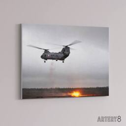 "Artery8 USA Marine Corps CH 46 Sea Knight Helicopter Canvas Wall Art Print in Grey - Size: W24"" x H32""" - thumbnail 2