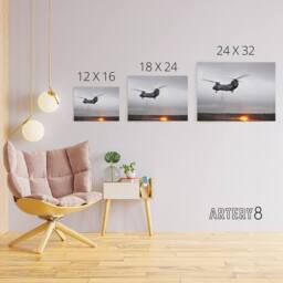"Artery8 USA Marine Corps CH 46 Sea Knight Helicopter Canvas Wall Art Print in Grey - Size: W24"" x H32""" - thumbnail 4