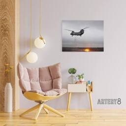 "Artery8 USA Marine Corps CH 46 Sea Knight Helicopter Canvas Wall Art Print in Grey - Size: W24"" x H32""" - thumbnail 3