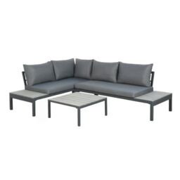 Home Garden Direct Rhea Platform Corner Sofa - 4-Seater Garden Lounge Set with Table in Grey - thumbnail 6