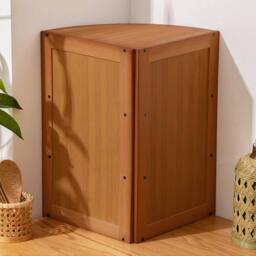 Kelvenix Plastic rattan reticulated door Wooden Bamboo Corner Cabinet Kitchen in Brown - thumbnail 4