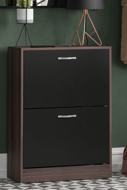 Home Discount Vida Designs 2 Drawer Shoe Cabinet Organizer Storage in Black - image 1